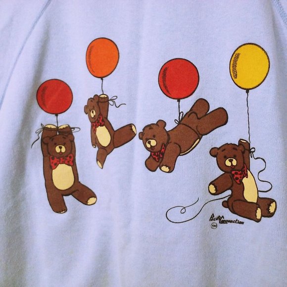 Vintage 70s/80s T.Jays USA-made Sweatshirt Novelty Bears Balloons Lady-M Flaws - Picture 6 of 10